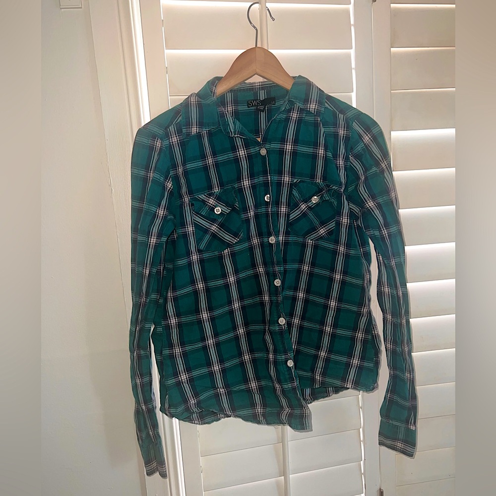 SWS Turquoise Plaid Long Sleeve Shirt